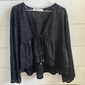 Three Bird Nest Black Layered Blouse